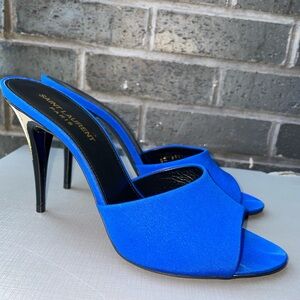 Saint Laurent LA 16 silk heeled mules